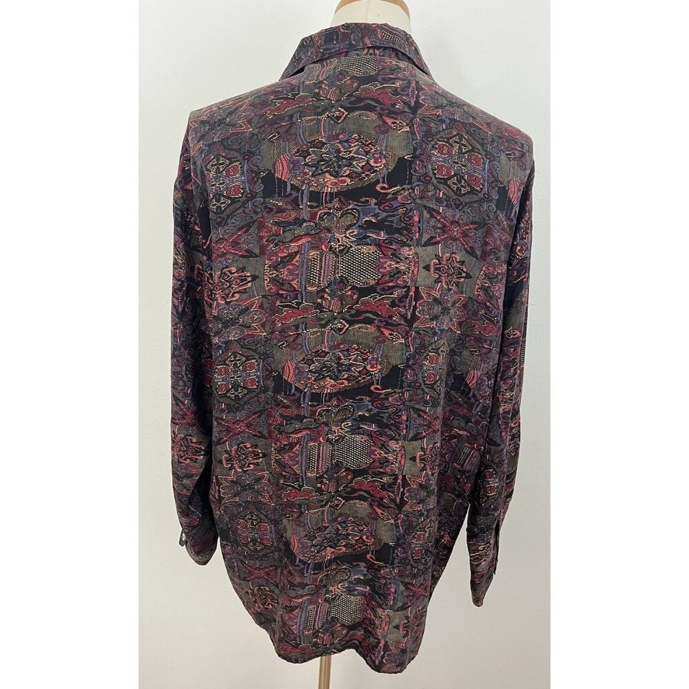 Vintage COOGI Abstract Art Pure Silk Shirt Men's Size XL Long Sleeve Italy - Picture 7 of 11